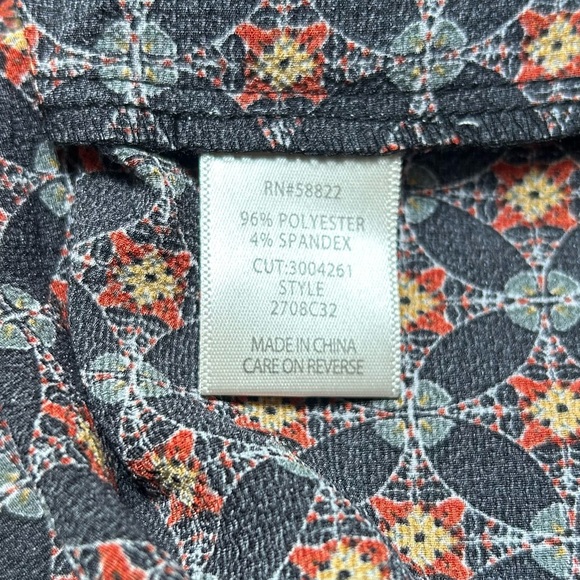 Max Studio Black and Orange Patterned Kimono Top - Picture 7 of 9